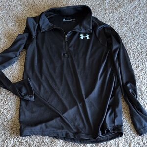 Under Armour Boys Large Black Long-Sleeve 1/4 Zip Performance Top